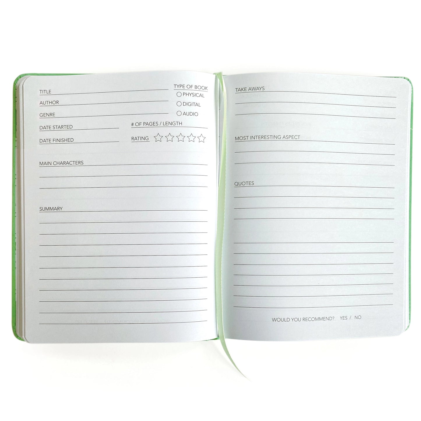 Well Read Reading Journal in Green