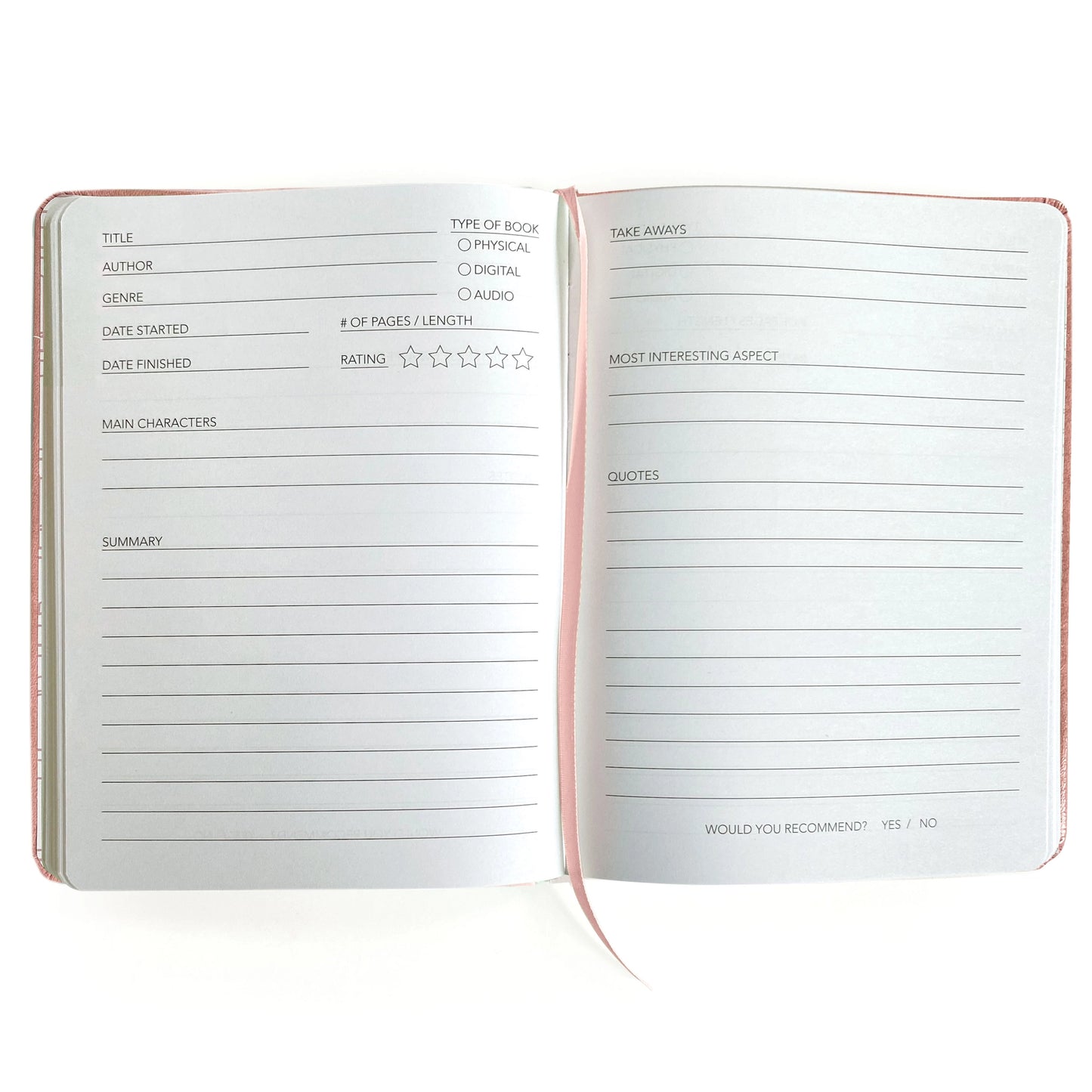 Well Read Reading Journal in Pink