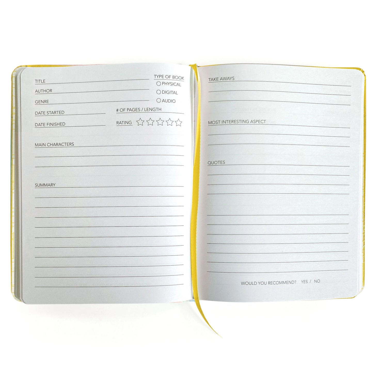 Well Read Reading Journal in Yellow